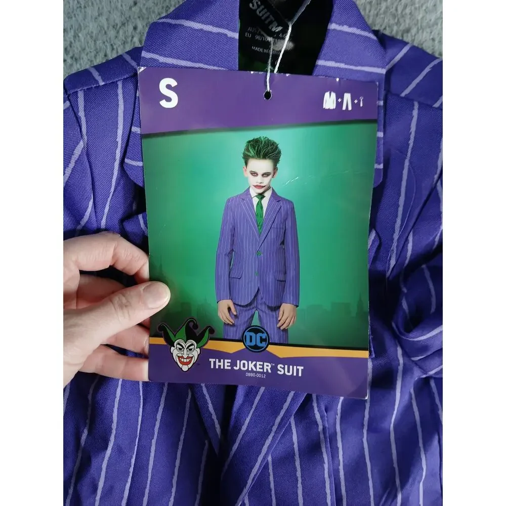 The Joker Suitmeister Costume Kids Small (4-6) NO TIE Halloween DC Suit NWT